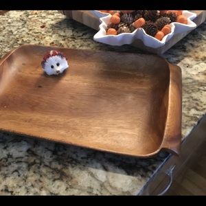 Acacia Ware serving tray with handles